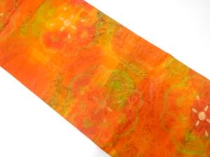 花模様織り出し　名古屋帯